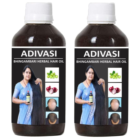 Donnara Organics Adivasi Bhingambari Herbal Hair Oil Strengthening & Volumised Hair Combo pack of 2 bottles of 125 ml(250 ML) - Deal IND.