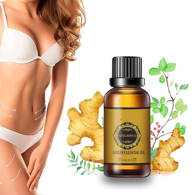 Donnara Organics Belly Drainage Ginger Oil,Tummy Ginger Oil, Ginger Oil Lymphatic Drainage Massage, Body Massage Organic Ginger Essential Oil Pack of 1 30 ML - Deal IND.