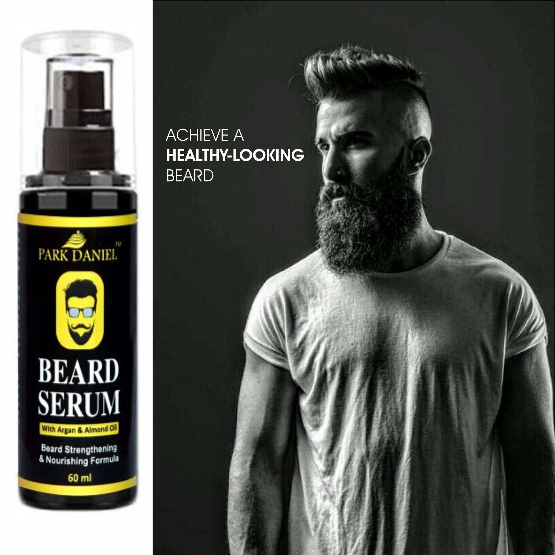 Park Daniel Combo Pack of Beard Growth Serum 60ml,Moustache & Beard Wax 50gm & Handcrafted Wooden Beard Comb ( 1 Pc.) - Deal IND.