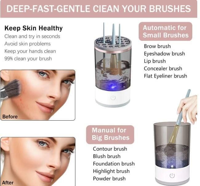 Make Up Brush Cleaner,Electric Brush Cleaner, USB Rechargeable Automatic Deep Cosmetic Cleaning Device - Deal IND.