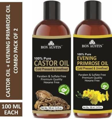 Bon Austin 100% Pure & Natural Castor Oil & Evening Primrose Hair Oil (Pack of 2) - Deal IND.