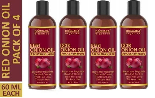 Donnara Organics 100% Pure & Natural Red Onion Hair Oil (Pack of 4) - Deal IND.