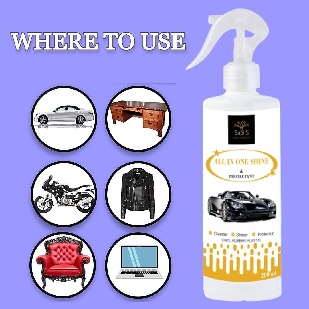 Sapi'S All in One Shine & Protectant Liquid Body Polish to Shine and Protect Vinyl, Rubber and Plastic - 200 ml - Deal IND.