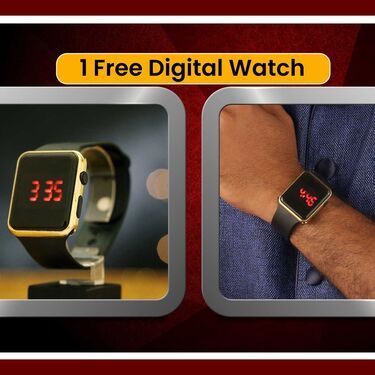Fidato Golden Watch With Golden Chain with Free Digital Watch Combo - Deal IND.