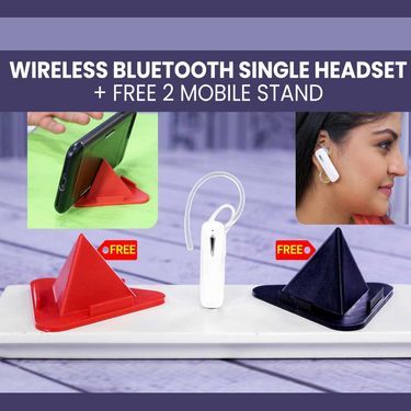 Fidato Wireless Bluetooth Single Headset With Free 2 Mobile Stands - Deal IND.