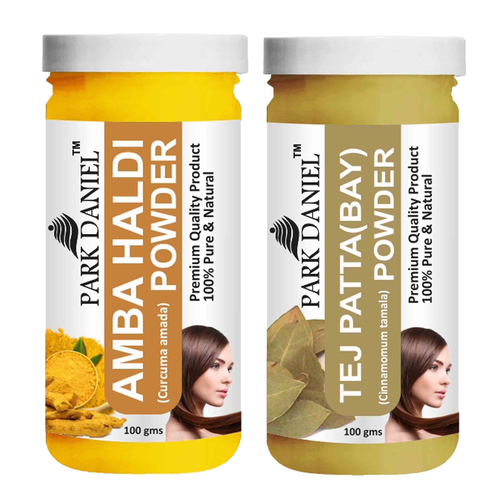 Park Daniel Amba Haldi Powder & Tej Patta(Bay) Powder Combo pack of 2 Jars of 100 gms(200 gms) - Deal IND.