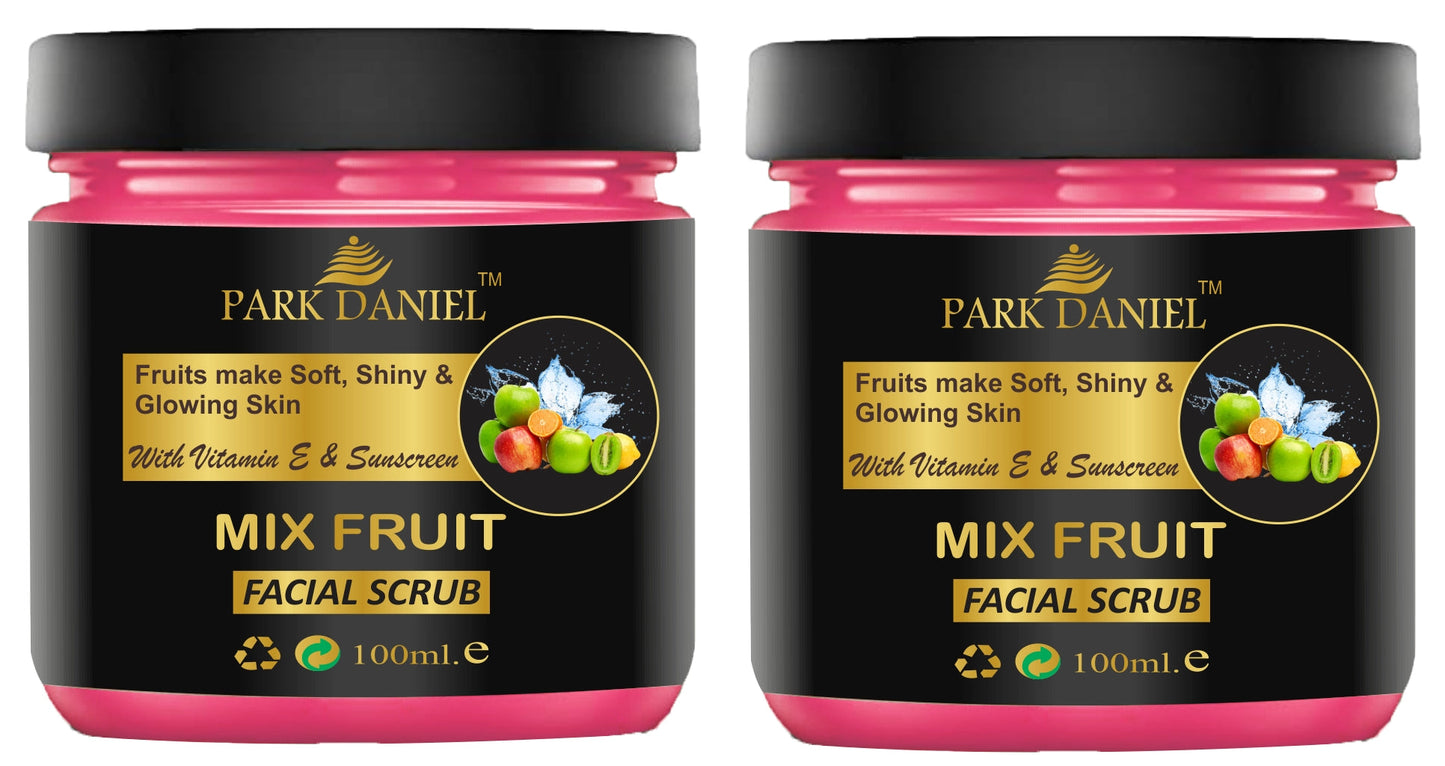 Park Daniel Mix Fruit Extract Facial Scrub | Face Scrubber | Body Scrub for Blackheads Removal | Instant Glowing | Skin Firming Pack of 2 of 100 ml(200 ml) - Deal IND.