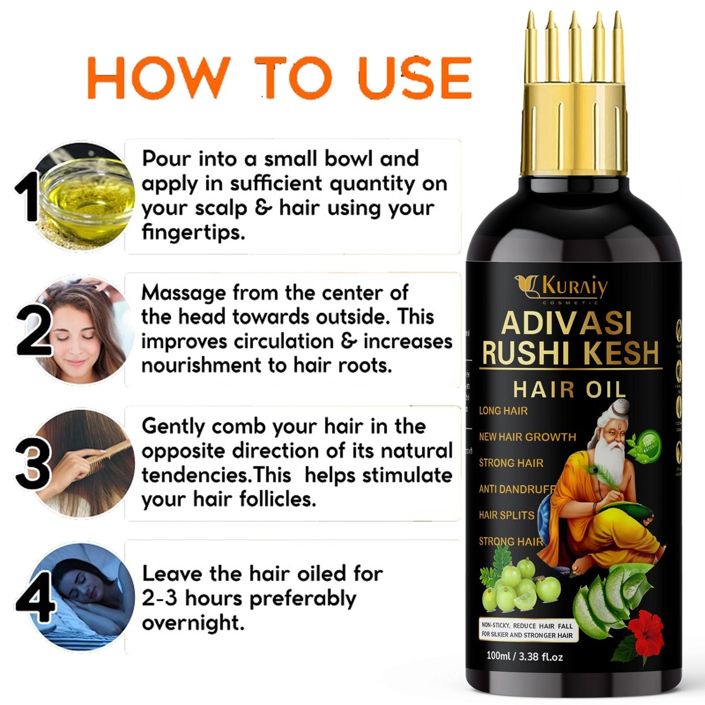 Kuraiy Jogeshvari Adivasi Herbal Hair Oil 100 ml for Women and Men for Hair Long - Dandruff Remove - Hair Loss Control - Long Hair - Hair Regrowth Hair Oil (100 ml) Satisfaction  Best Quality  Original Brand Assured. Pack of 1 - Deal IND.