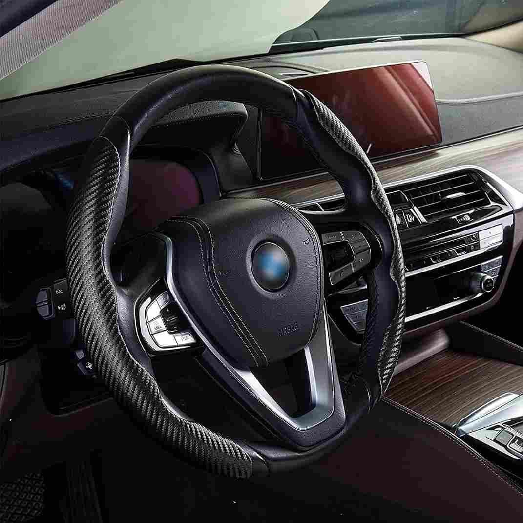 New Carbon Fiber ABS Texture Steering Wheel Grip Cover for Cars - Deal IND.
