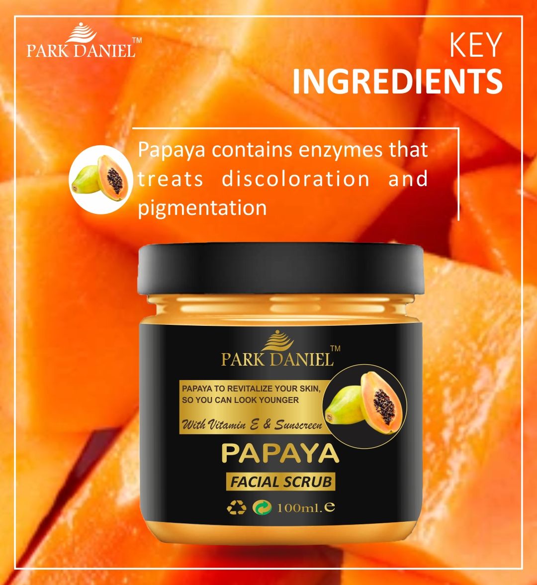 Park Daniel Papaya and Mix Fruit Facial Scrub For Balck Head & Dead Skin Removal Combo Pack of 2 Jars of 100 ml(200 ml) - Deal IND.