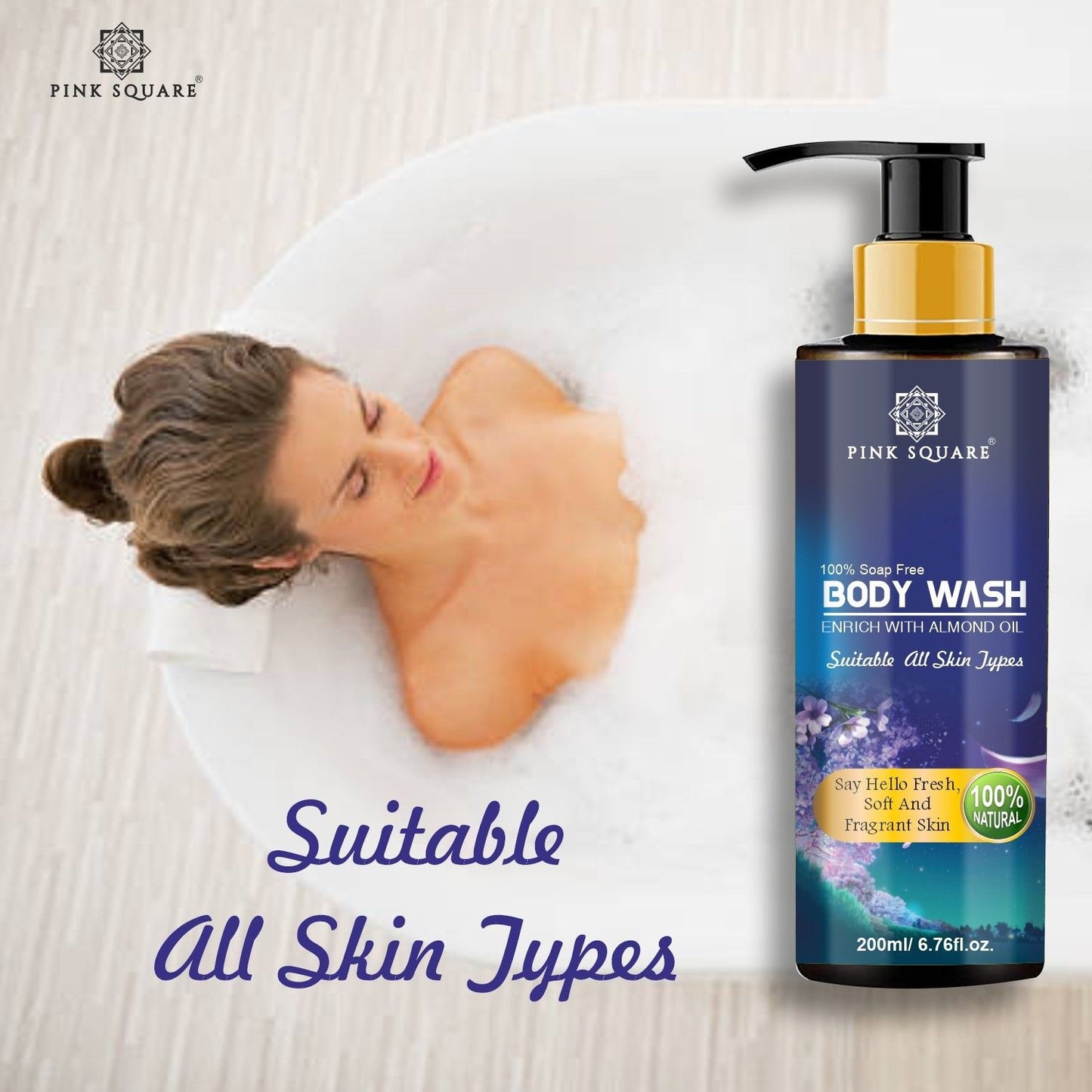 Natural Ultra Rich Body Wash Enriched With Almond and Coconut Oil - For Skin Nourishment and Moisture Care 200 ml - Deal IND.