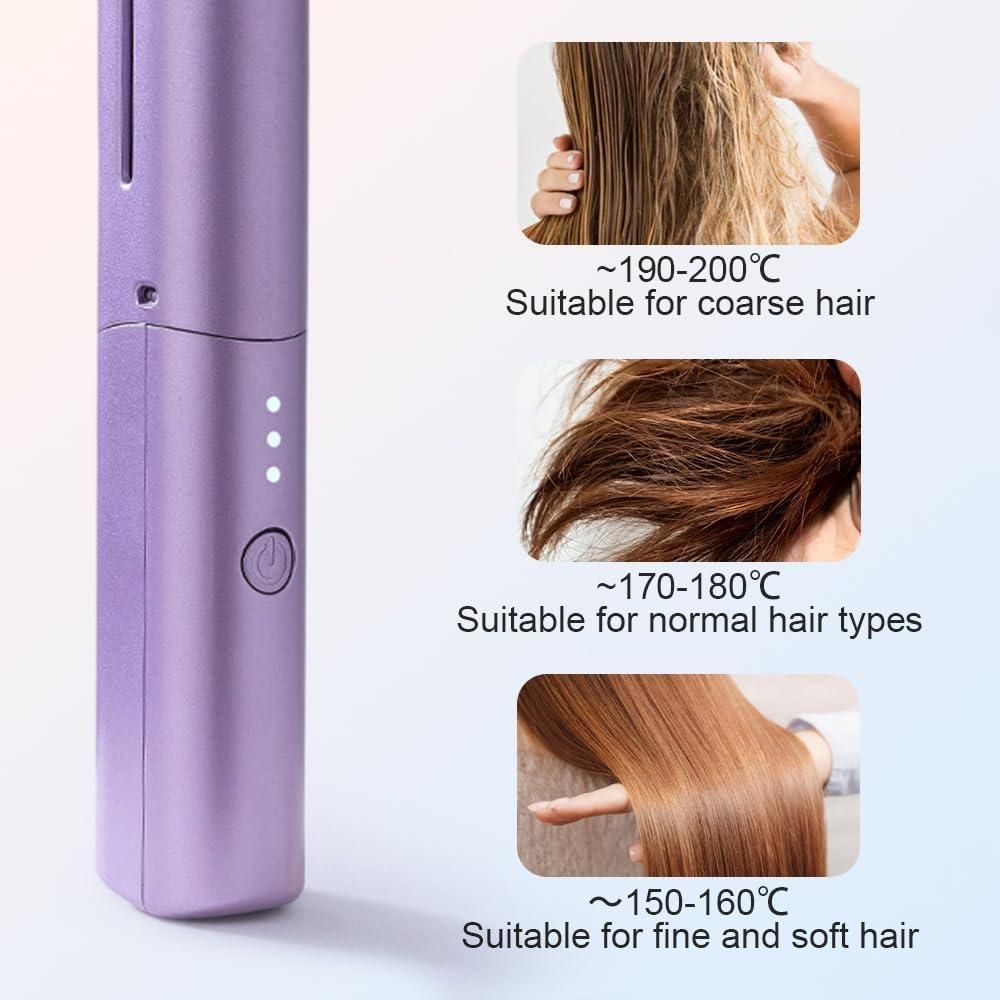 Meneflix Portable Mini Hair Straightener Cordless Rechargeable Mini Adjustable Hair Straightener Hot Comb - Deal IND.