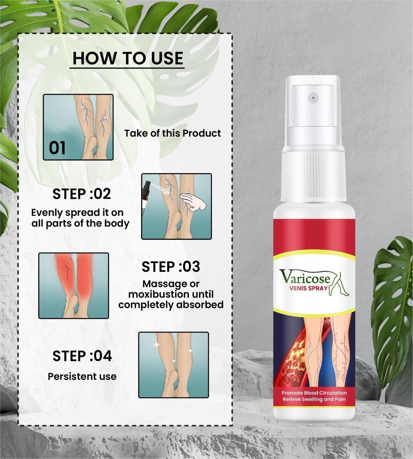 Vein Healing Varicose Veins Treatment Spray 50ml (Pack Of 2) - Deal IND.