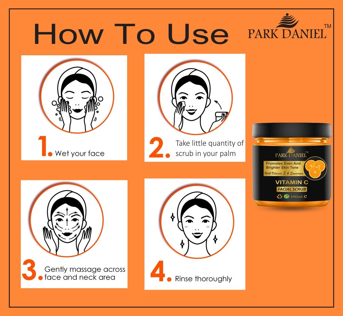 Park Daniel Premium Vitamin-C Extract Facial Scrub | Face Scrubber | Body Scrub for Blackheads Removal | Instant Glowing | Skin Firming 100 ml - Deal IND.