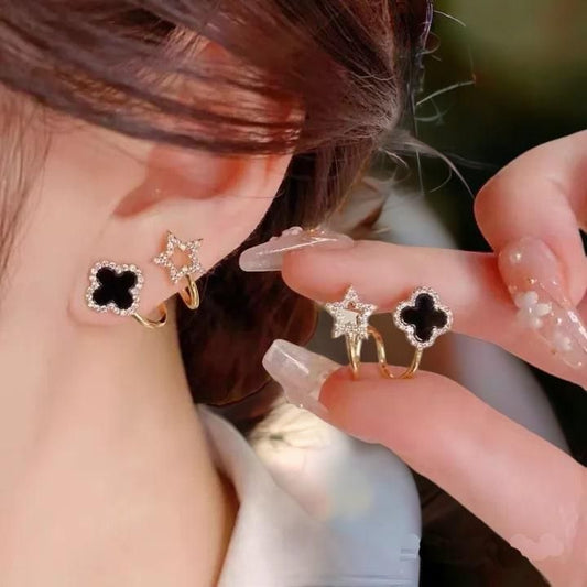 AVR JEWELS Korean Fashion Vibrato live four leaf Clover Earrings - Deal IND.