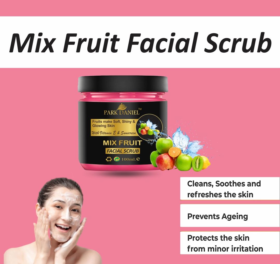 Park Daniel Papaya and Mix Fruit Facial Scrub For Balck Head & Dead Skin Removal Combo Pack of 2 Jars of 100 ml(200 ml) - Deal IND.