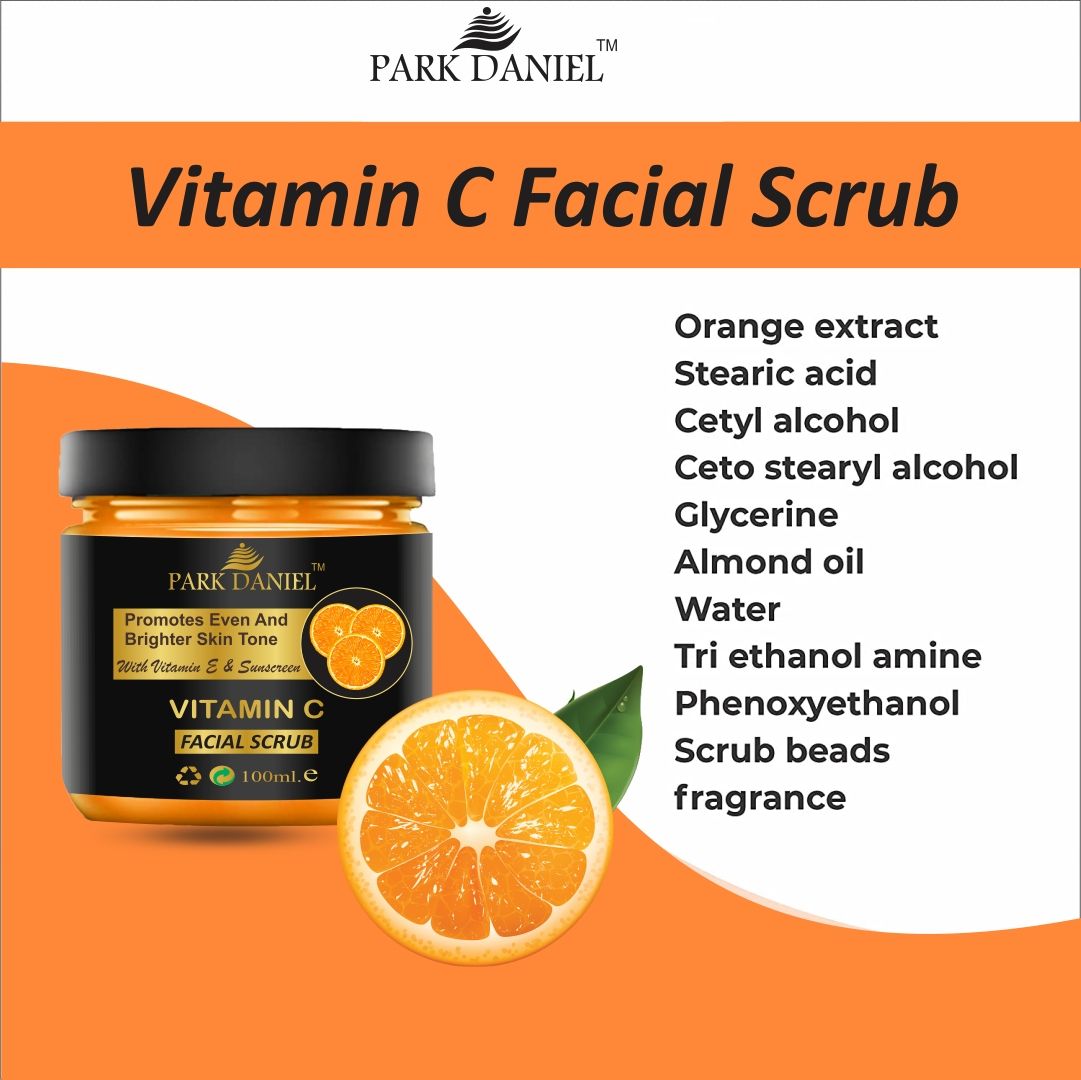 Park Daniel Premium Vitamin-C Extract Facial Scrub | Face Scrubber | Body Scrub for Blackheads Removal | Instant Glowing | Skin Firming 100 ml - Deal IND.