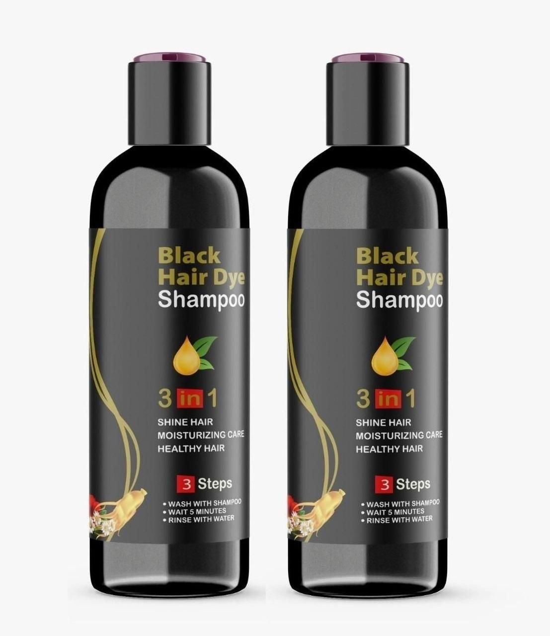 Unisex Instant Black Herbal Hair Dye Shampoo for Grey Hair Coverage Shampoo 3 in 1(100ml) Pack Of 2 - Deal IND.