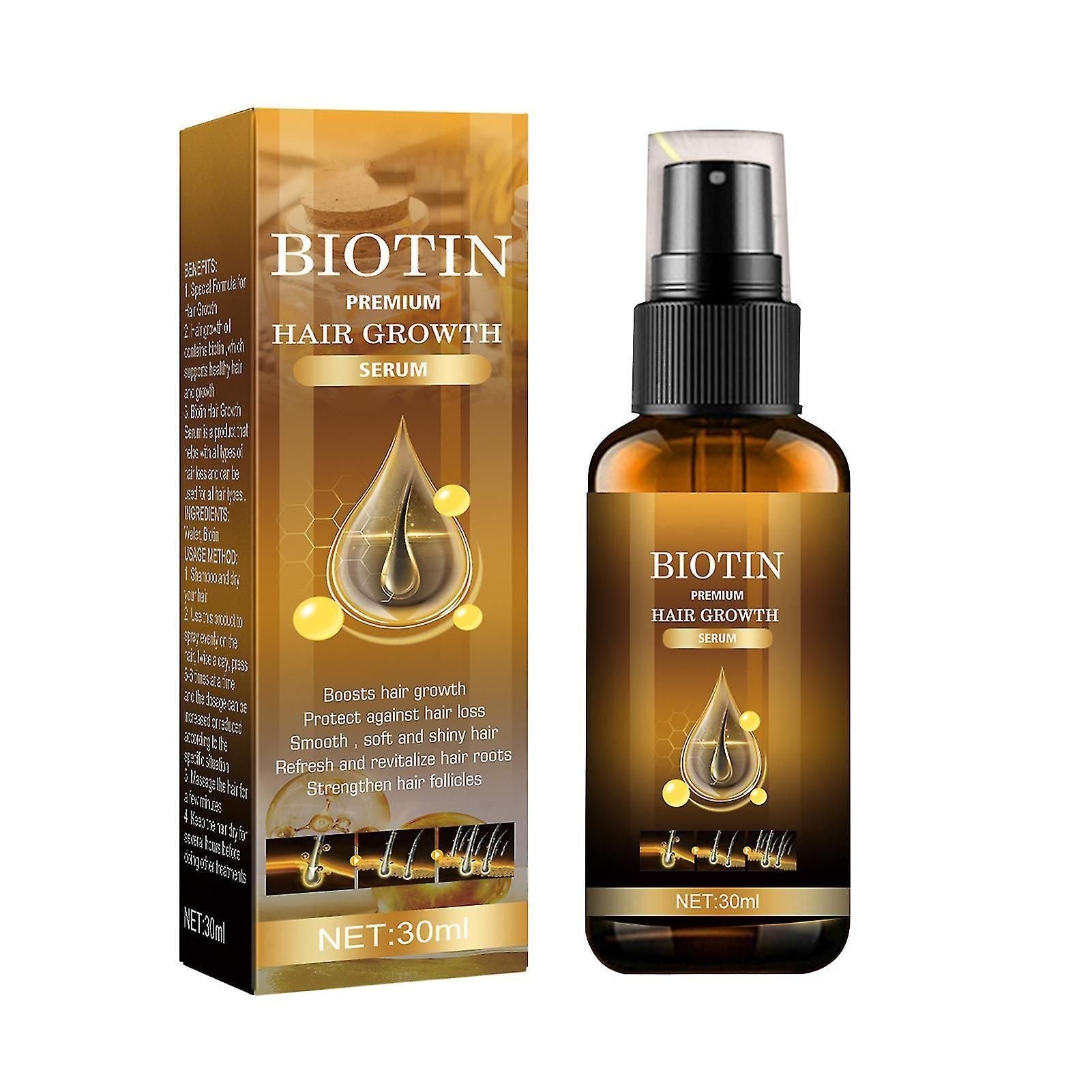 Biotin Hair Growth Spray, Hair Regrowth Spray, Biotin Hair Growth Serum, Biotin Thickening Herbal Serum, Fast Growing Hair Care Essential Oils (2PCS) - Deal IND.