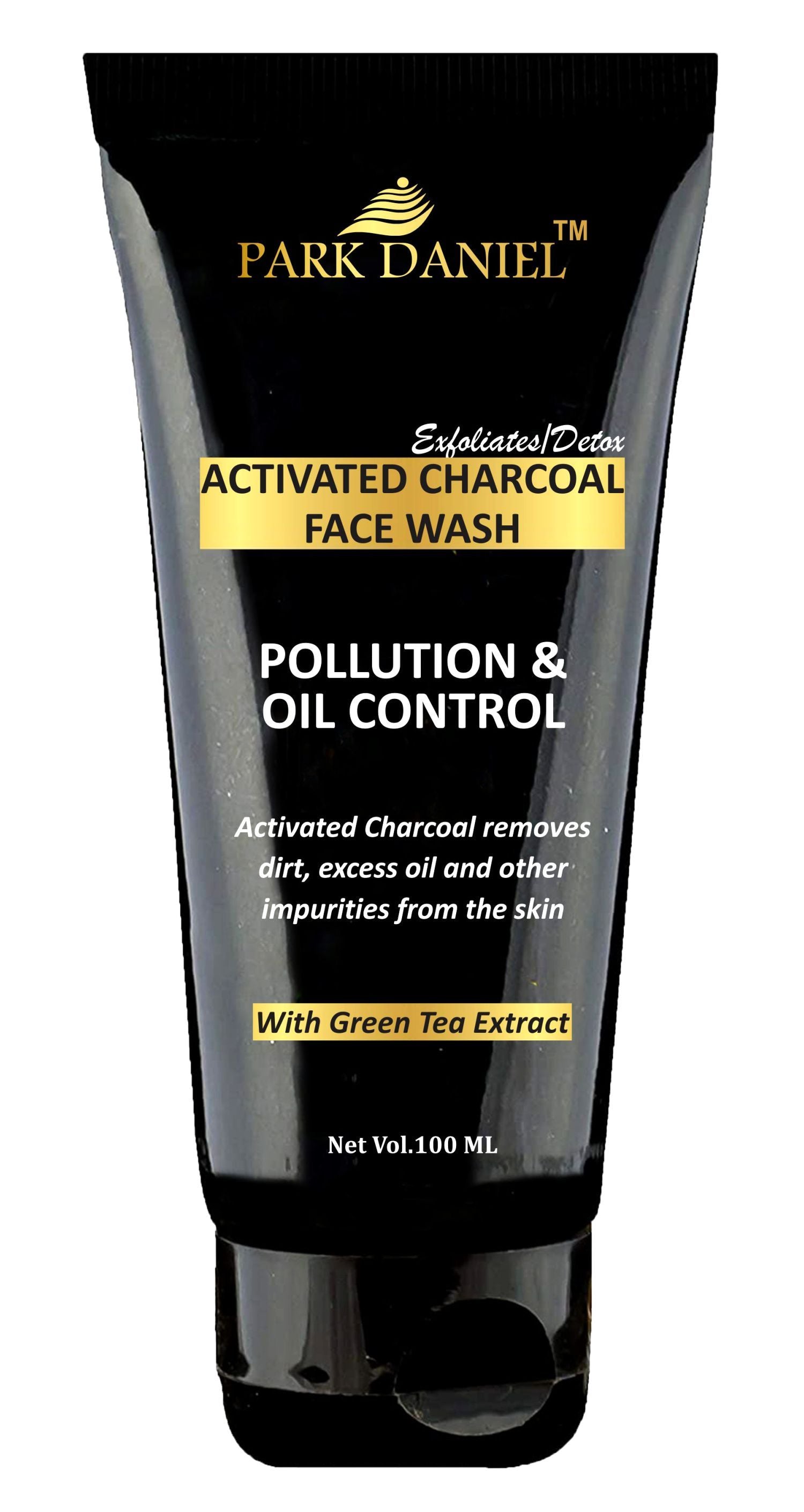 Park Daniel Activated Charcoal Face Wash -Pollution & Oil Control- To Remove Dirt, Excess Oil (100 ML), Black - Deal IND.