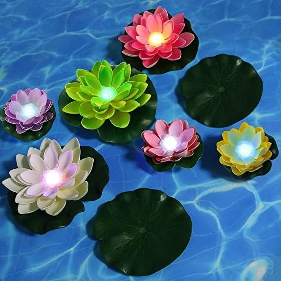 Lotus Flower Floating Diya Set with Water Sensor (Set of 6) - Deal IND.