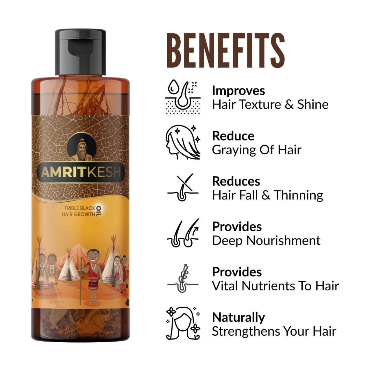 Amritkesh Tribal Black Hair Growth Oil 100ml (Pack of 2) - Deal IND.