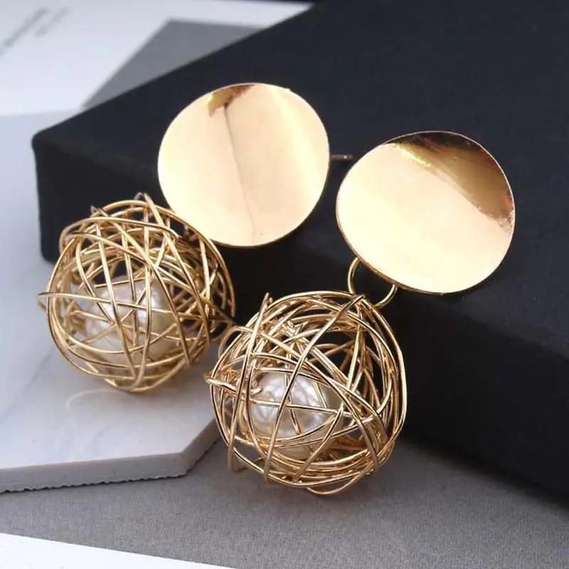 AVR JEWELS China Dangle Gold Double Disk Earrings For Women and Girls - Deal IND.