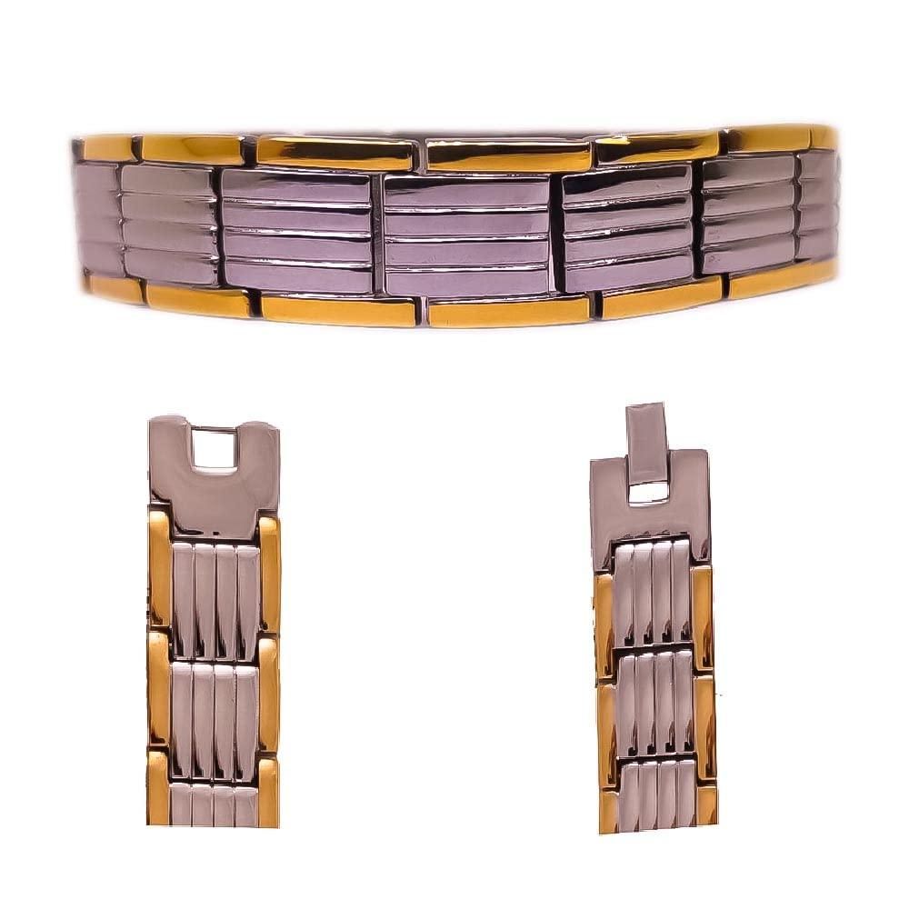Ultra Strength Magnetic Therapy Bio Bracelet for Boys & Men (Silver & Gold) - Deal IND.