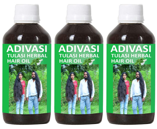 Adivasi Tulsi Herbal Hair Oil 125 ml (375 ML) (Pack of 3) - Deal IND.