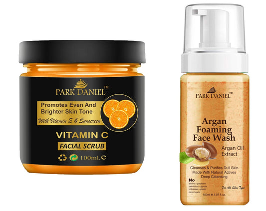 Park Daniel Vitamin C Scrub and Argan Face Wash For Anti Blemishes & Glowing Facial Kit Detoxify Rejuvenate your skin Combo Pack of 2 (250 ML) - Deal IND.