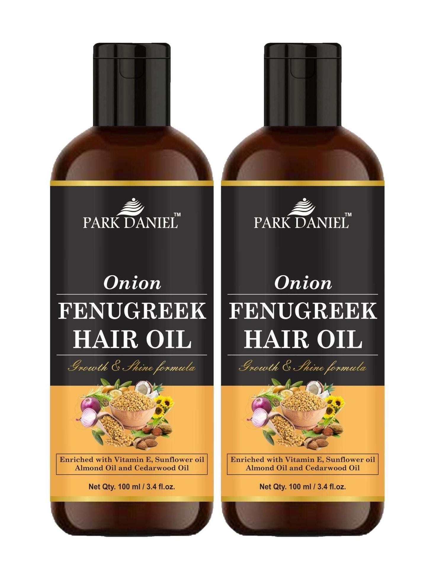 Park Daniel Premium Onion Fenugreek Hair Oil Enriched With Vitamin E - For Hair Growth & Shine Pack 1 Bottle of 100 ml - Deal IND.