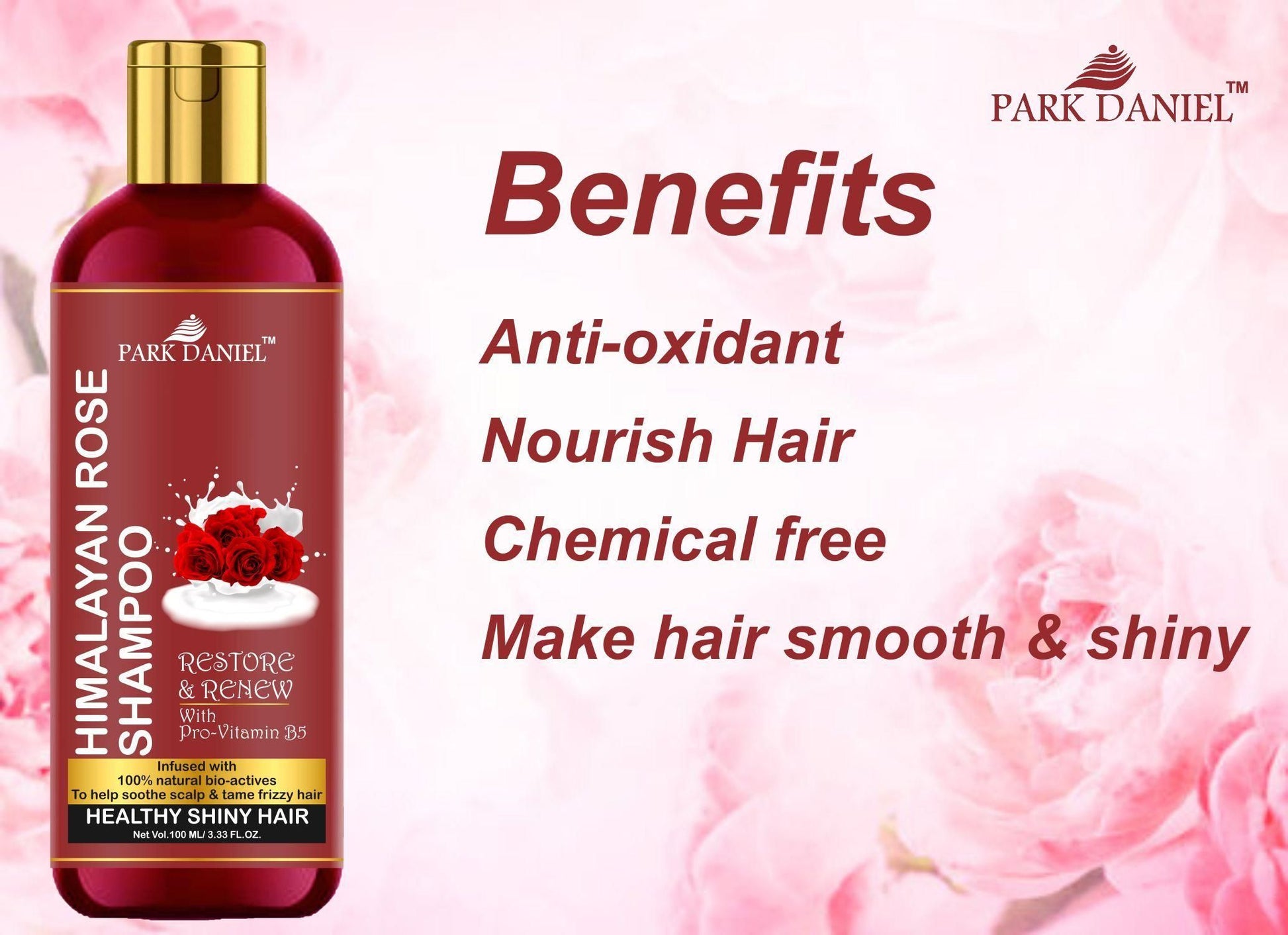 Park Daniel Natural Rose Shampoo -For Healthy and Shiny Hair (100 ml) - Deal IND.