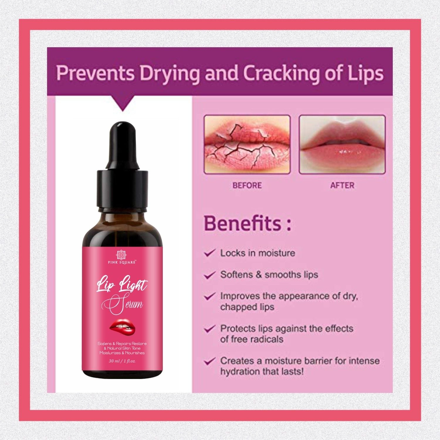 Premium Lip Light Serum Oil - For Glossy & Shiny Lips with Moisturizing Effect 30ml - Deal IND.