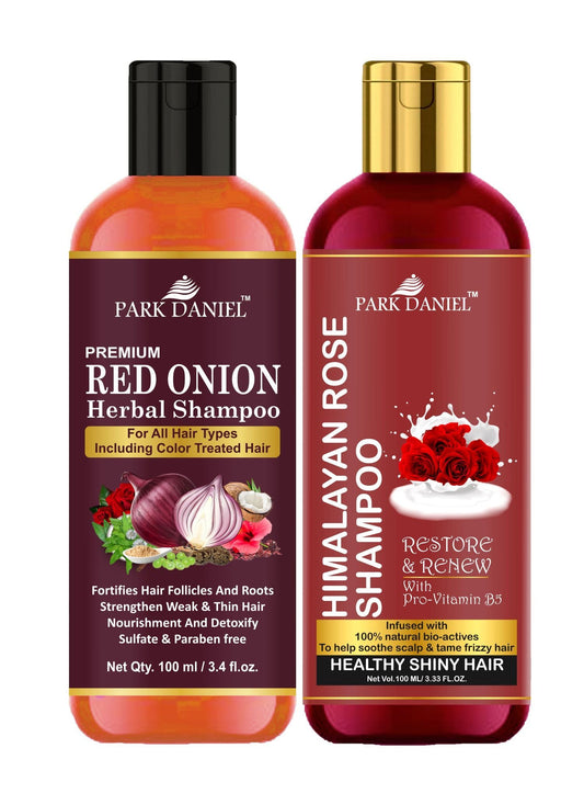 Park Daniel Red Onion Shampoo & Himalaya Rose Shampoo Combo Pack Of 2 bottle of 100 ml(200 ml) - Deal IND.