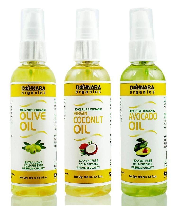 Donnara Organics Olive oil, Coconut oil & Avocado Hair Oil (Pack of 3) - Deal IND.