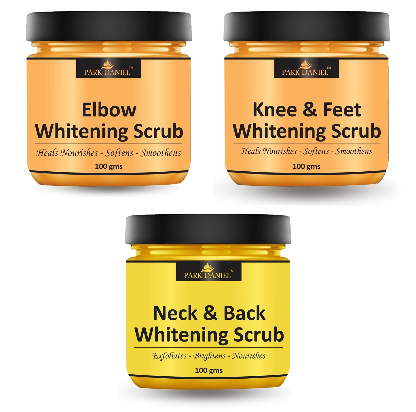 Park Daniel Elbow, Knee Feet and Neck Back Whitening Scrub | Body & Facial Cleaning Scrub Skin Polishing Combo Pack of 3 100 gms(300 gms) - Deal IND.