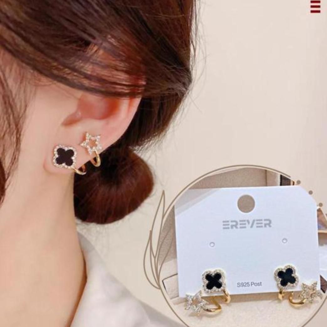 AVR JEWELS Korean Fashion Vibrato live four leaf Clover Earrings - Deal IND.