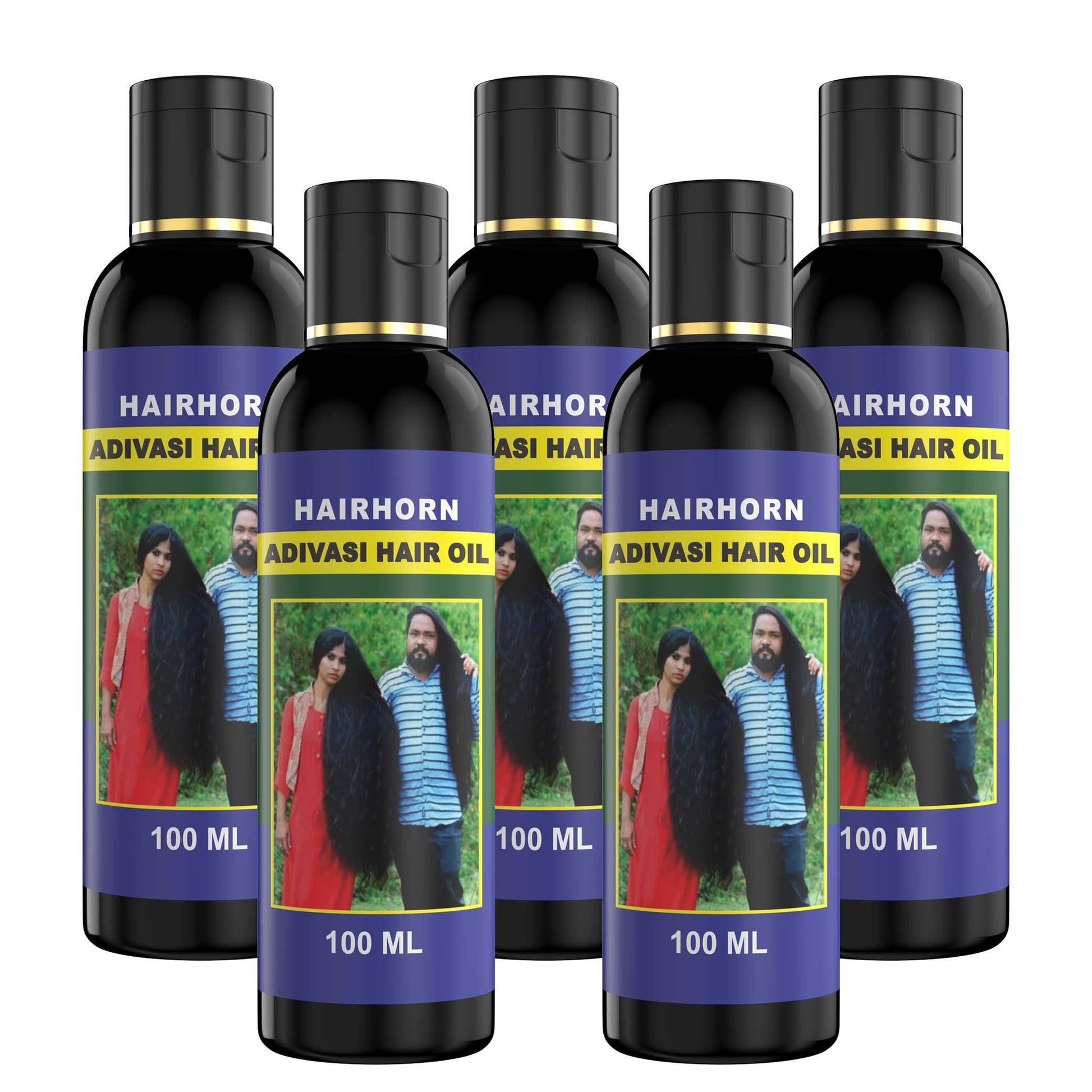 HAIRHORN Adivasi Herbal Premium Hair Oil 100ML (PACK OF 5 - Deal IND.