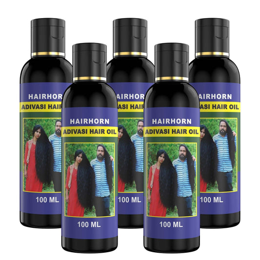 HAIRHORN Adivasi Herbal Premium Hair Oil 100ML (PACK OF 5 - Deal IND.