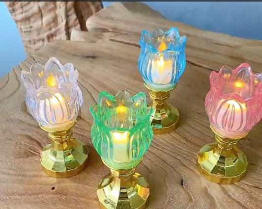 Lotus LED Tealight Oil Lamp Diya - Deal IND.