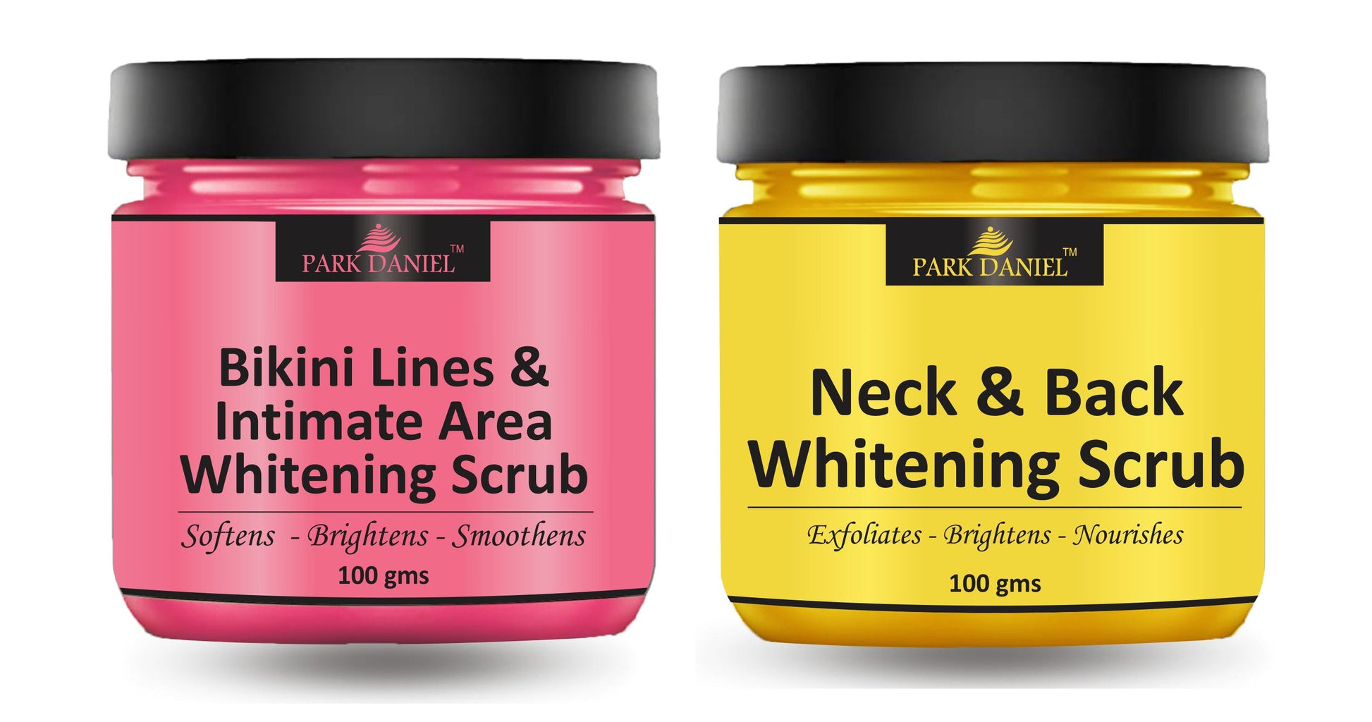 Park Daniel Bikini Lines Intimate Area & Neck Back Whitening Scrub | Body & Facial Cleaning Scrub Skin Polishing Combo Pack of 2 100 gms(200 gms) - Deal IND.