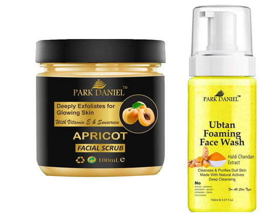 Park Daniel Apricot Scrub and Ubtan Face Wash For Anti Blemishes & Glowing Facial Kit Detoxify Rejuvenate your skin Combo Pack of 2 (250 ML) - Deal IND.