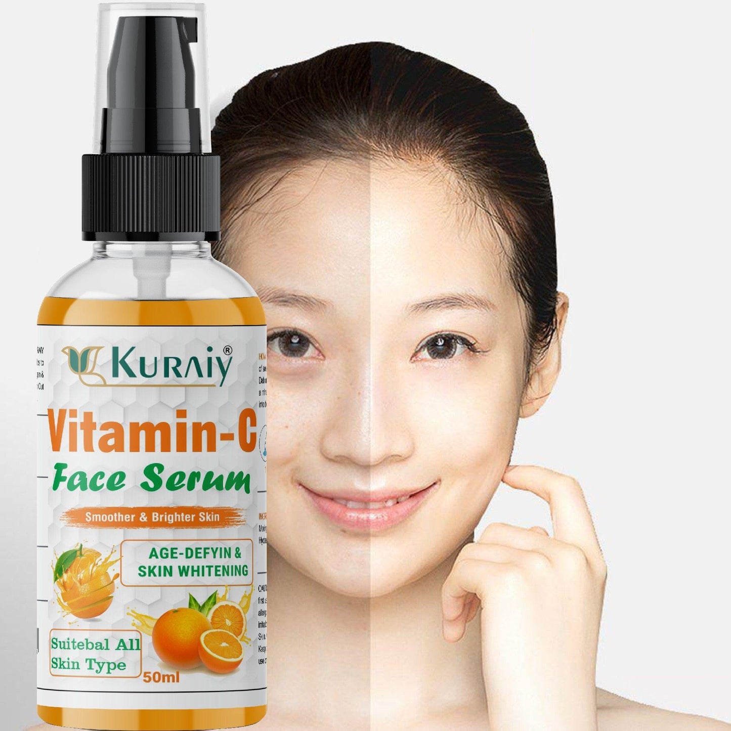 Kuraiy Vitamin C Face Serum - Skin Brightening Serum , Anti-Aging, Skin Repair, Supercharged Face Serum, Dark Circle, Fine Line & Sun Damage Corrector Face Serum -50 ml - Deal IND.