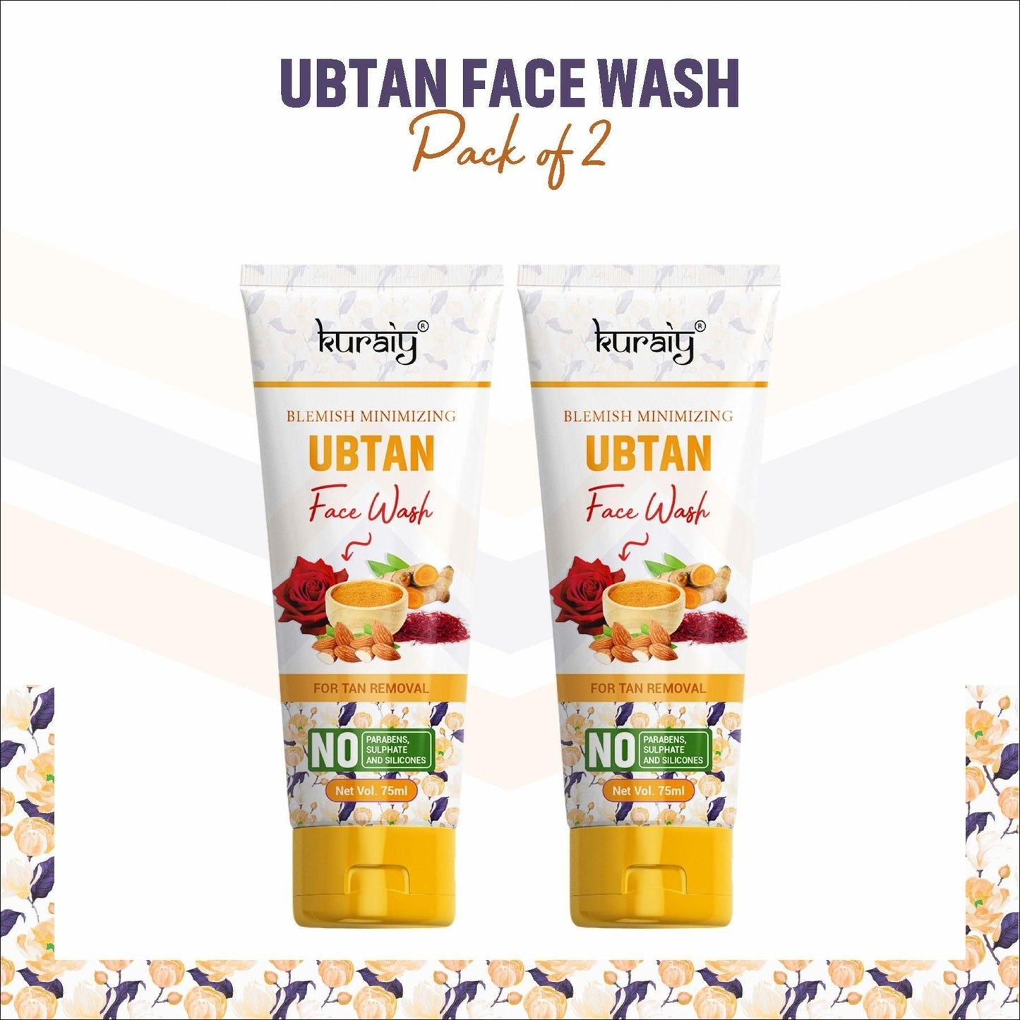 KURAIY Ubtan Natural Face Wash for All Skin Type Skin brightening (75ML)Pack of 2 - Deal IND.